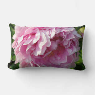 Pink Peony   cottage farmhouse floral garden Lumbar Pillow