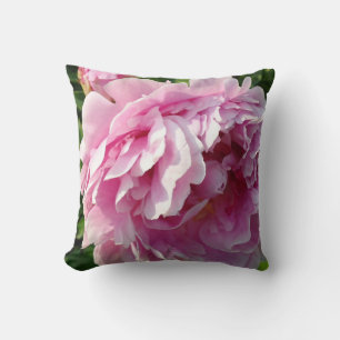 Pink Peony   cottage farmhouse floral garden Throw Pillow