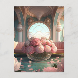 Pink peony dream room postcard