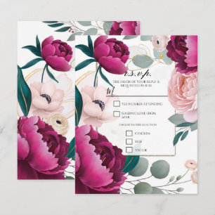 Pink Peony Eucalyptus Garden Floral Glam Wedding  Invitation