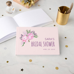 Pink Peony Floral Bridal Shower Guest Book