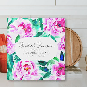 Pink Peony Floral Bridal Shower Recipe Binder