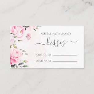 Pink Peony Floral Devinez Combien De Baisers Carte