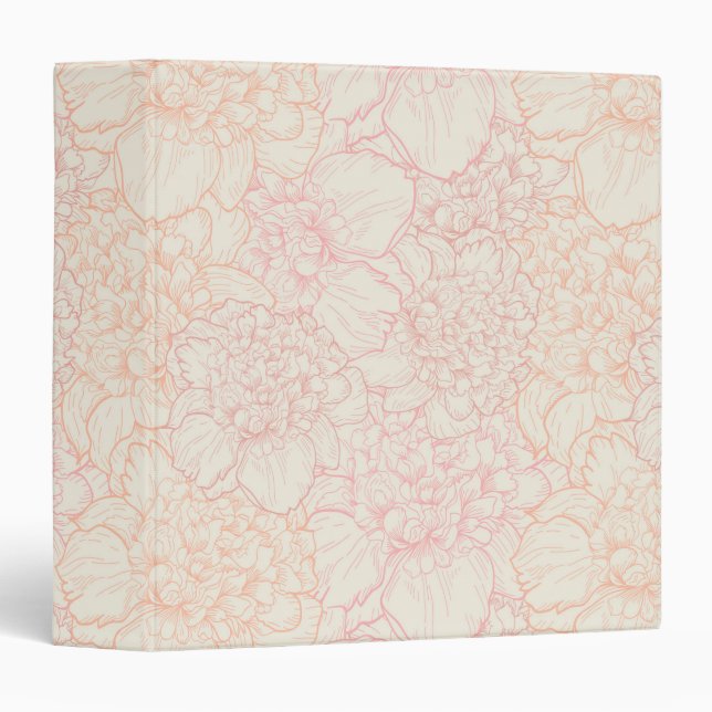 Pink Peony Floral Pattern Binder (Front/Spine)