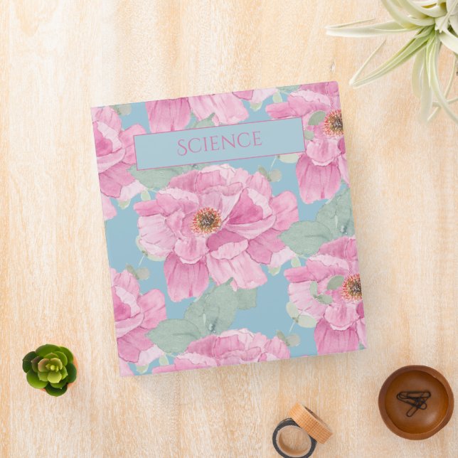 Pink Peony Floral Pattern  Binder (In Situ)