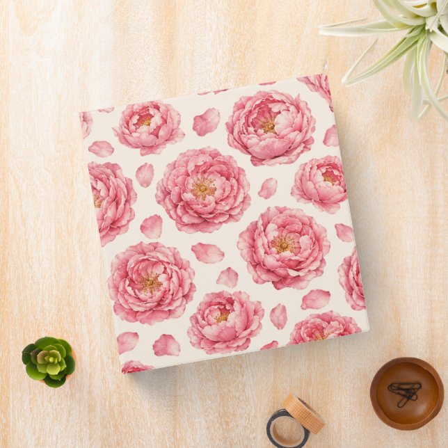 Pink Peony Floral Pattern Binder (In Situ)