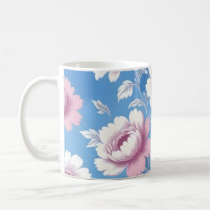 Pink peony floral pattern coffee mug