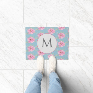 Pink Peony Floral Pattern  Doormat