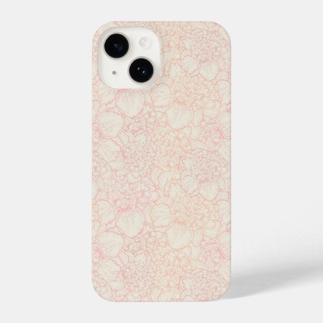 Pink Peony Floral Pattern iPhone Case (Back)