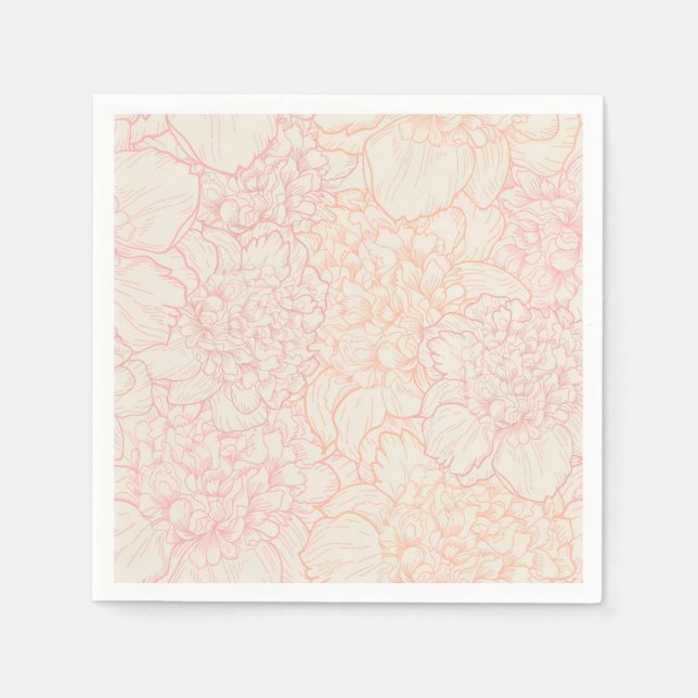 Pink Peony Floral Pattern Napkin (Front)