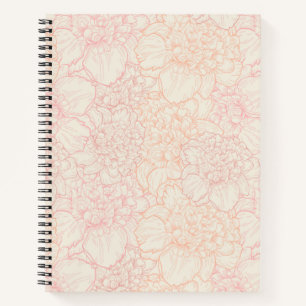 Pink Peony Floral Pattern Notebook