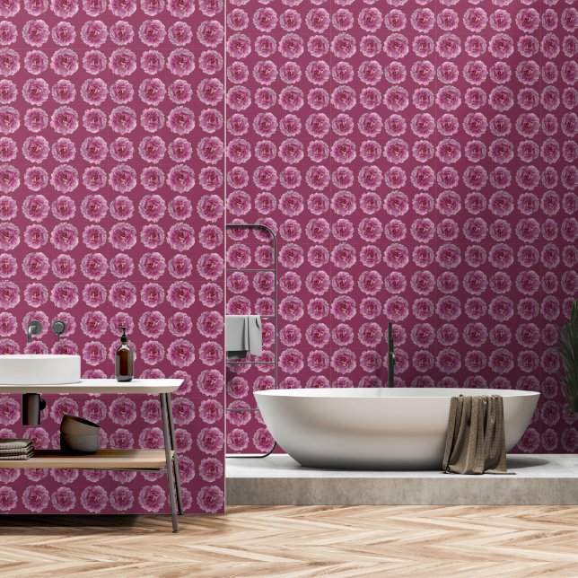 Pink peony floral wallpaper (Bathroom)