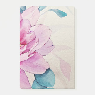 Pink Peony Floral Watercolor Art Post-It Notes