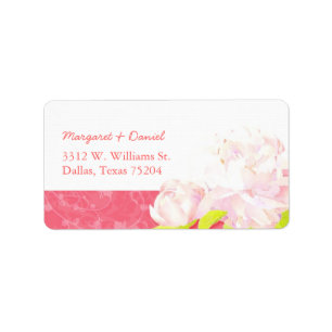 Pink Peony Floral Wedding Address Label