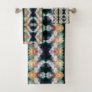 Pink Peony Flower Abstract               Bath Towel Set