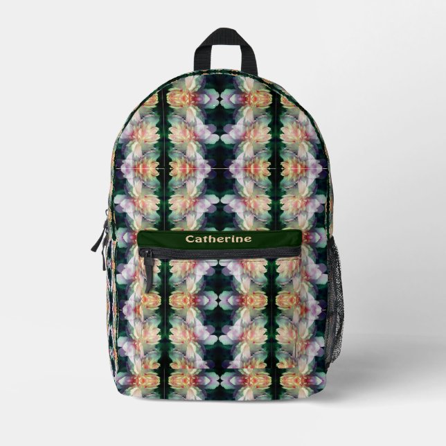 Pink Peony Flower Abstract Personalized        Printed Backpack (Front)