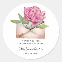 Pink Peony Flower Baby Shower By Mail Favour