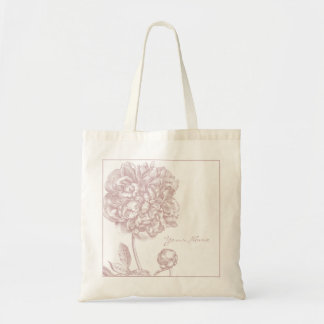 Pink Peony Flower Botanical Tote Bag