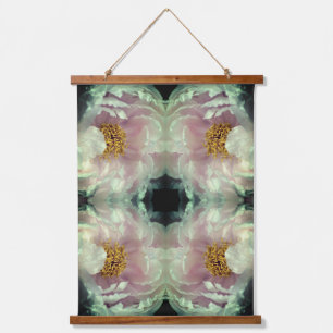 Pink Peony Flower Center Abstract Pattern     Hanging Tapestry