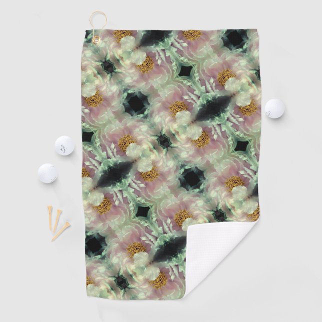 Pink Peony Flower Centre Pattern    Golf Towel (InSitu)