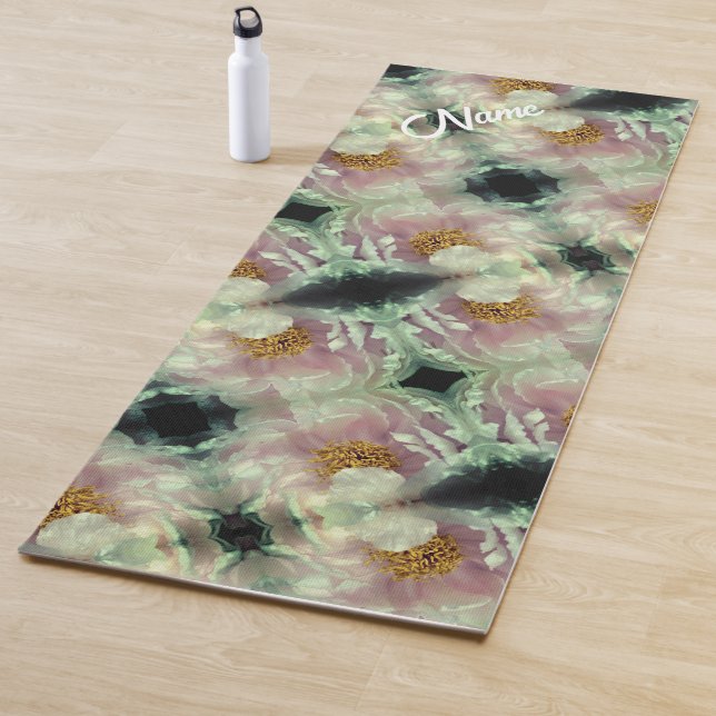 Pink Peony Flower Centre Pattern Personalized Yoga Mat (In Situ)