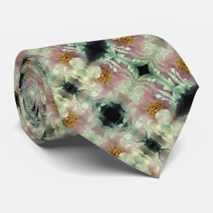 Pink Peony Flower Centre Pattern     Tie