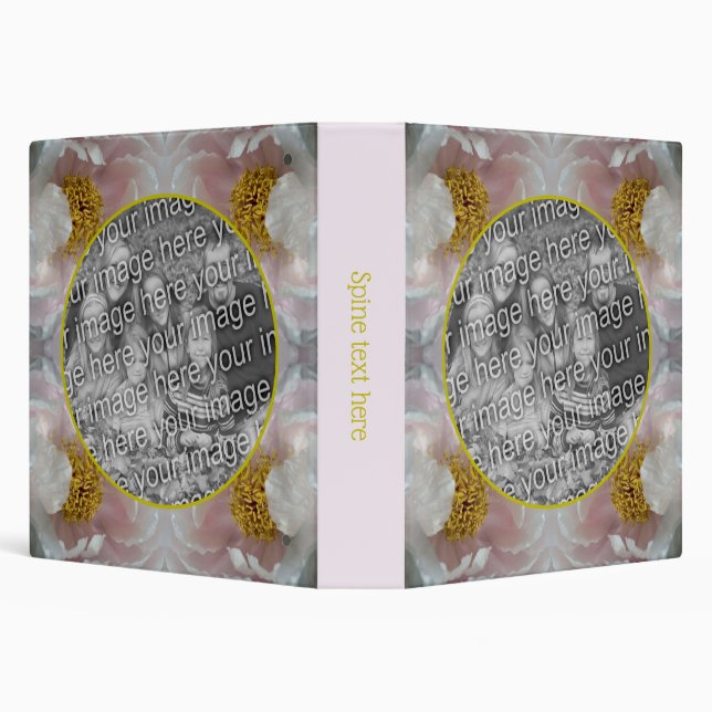 Pink Peony Flower Frame Create Your Own Photo Binder (Background)