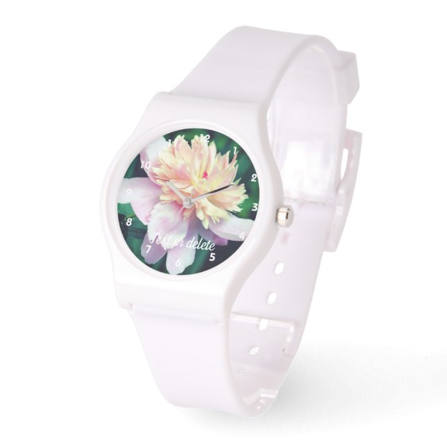 Pink Peony Flower In Bloom Close Up Personalized  Watch (Angle)