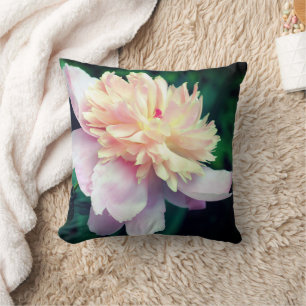 Pink Peony Flower In Bloom Close Up Throw Pillow
