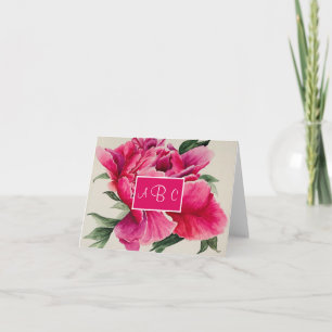 Pink Peony Flower Personalized Note Cards