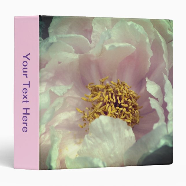 Pink Peony Flower Petals Up Close Personalized Binder (Front/Spine)