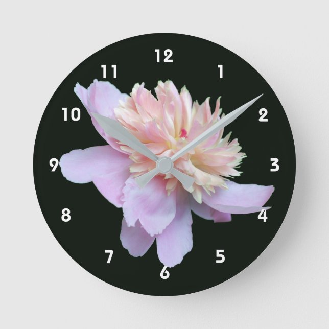 Pink Peony Flower  Round Clock (Front)