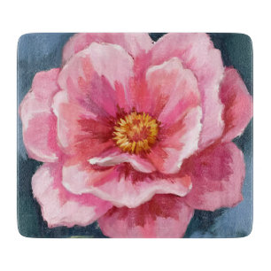 Pink Peony Flower Watercolor Floral Cutting Board