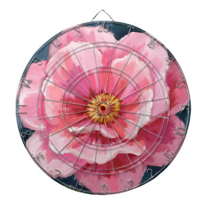 Pink Peony Flower Watercolor Floral Dartboard