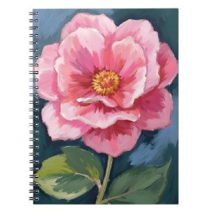 Pink Peony Flower Watercolor Floral Notebook