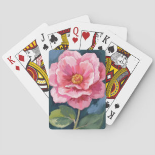Pink Peony Flower Watercolor Floral Playing Cards
