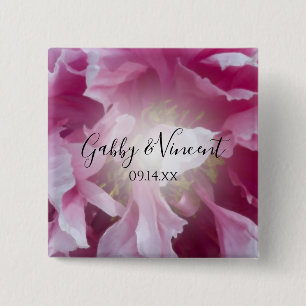 Pink Peony Flower Wedding 2 Inch Square Button