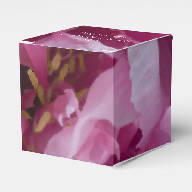 Pink Peony Flower Wedding Favor Box (Front Side)