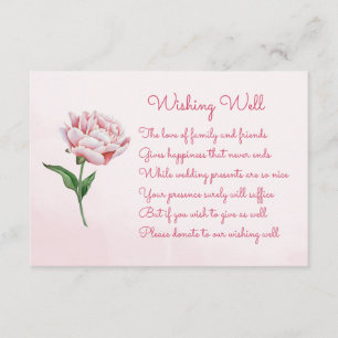Pink Peony Flower Wedding Wishing Well Cards