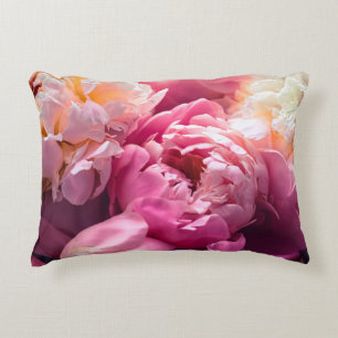 Pink peony flowers as floral art background, botan accent pillow