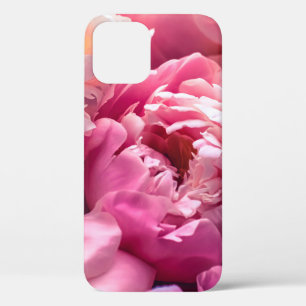 Pink peony flowers as floral art background, botan iPhone 12 case