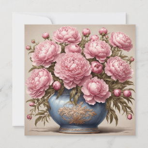 Pink Peony Flowers  Card