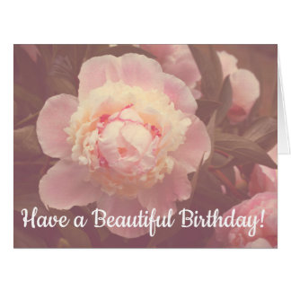 Pink Peony Flowers Custom Birthday Big Card