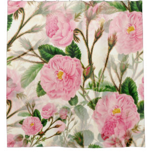 Pink Peony Flowers, Leaves & Buds Pattern