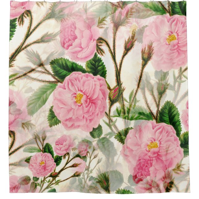 Pink Peony Flowers, Leaves & Buds Pattern  (Front)