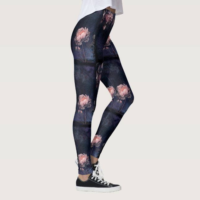 Pink Peony Flowers Leggings (Right)