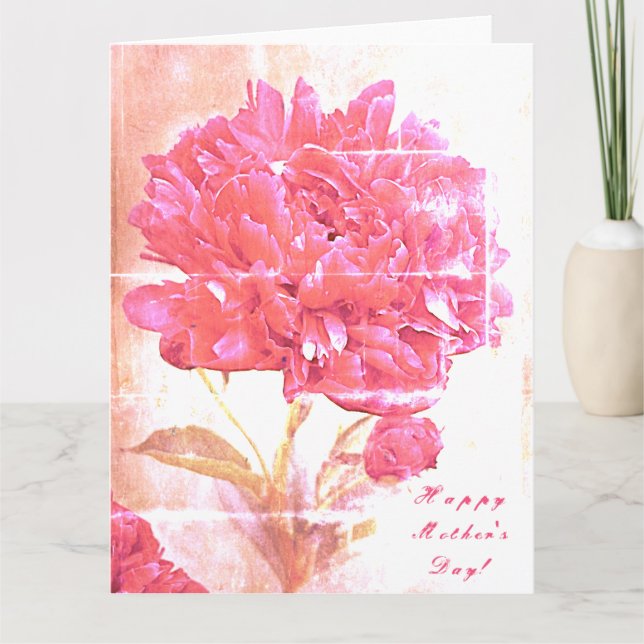 Pink Peony Flowers Mother's Day Big Card (Front)