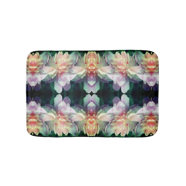 Pink Peony Flowers Multiplied Abstract Bath Mat (Front)