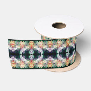 Pink Peony Flowers Multiplied Abstract Satin Ribbon