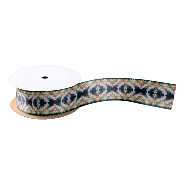 Pink Peony Flowers Multiplied Abstract Satin Ribbon (Spool)